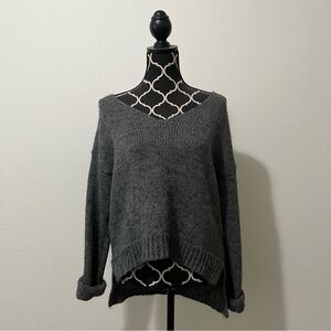 Brandy Melville Charcoal Gray V-Neck Oversized Sweater